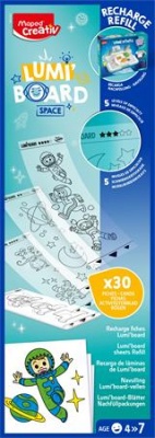 Kreatív rajzkészlet, kiegészítő sablon, űrtematika, MAPED CREATIV "Lumi Board"