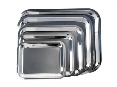 Tálca, szögletes, rozsdamentes acél, 35x28 cm