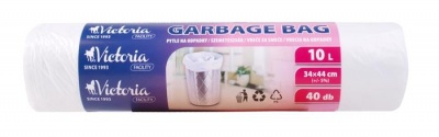 Szemeteszsák, 10 l, 40 db, 34x44 cm, VICTORIA FACILITY