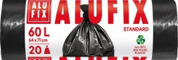 Szemeteszsák, 60 l, 20 db, 64x71 cm, 15 µ, ALUFIX, fekete
