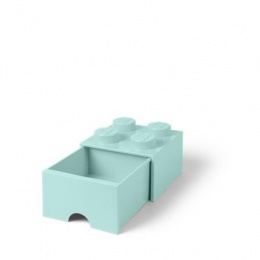 Tárolódoboz, fiókos, LEGO "Brick", vízkék